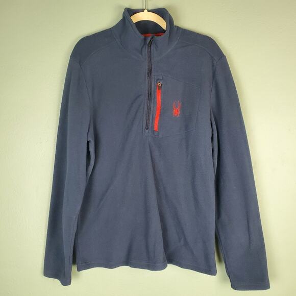 Spyder Men's Blue Transport Quarter Zip Pullover Fleece Size Large - Picture 1 of 8